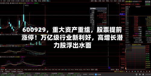 600929，重大资产重组	，股票提前涨停！万亿级行业新利好，高增长潜力股浮出水面-第1张图片
