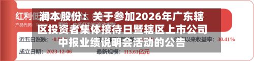 润本股份：关于参加2026年广东辖区投资者集体接待日暨辖区上市公司中报业绩说明会活动的公告-第1张图片