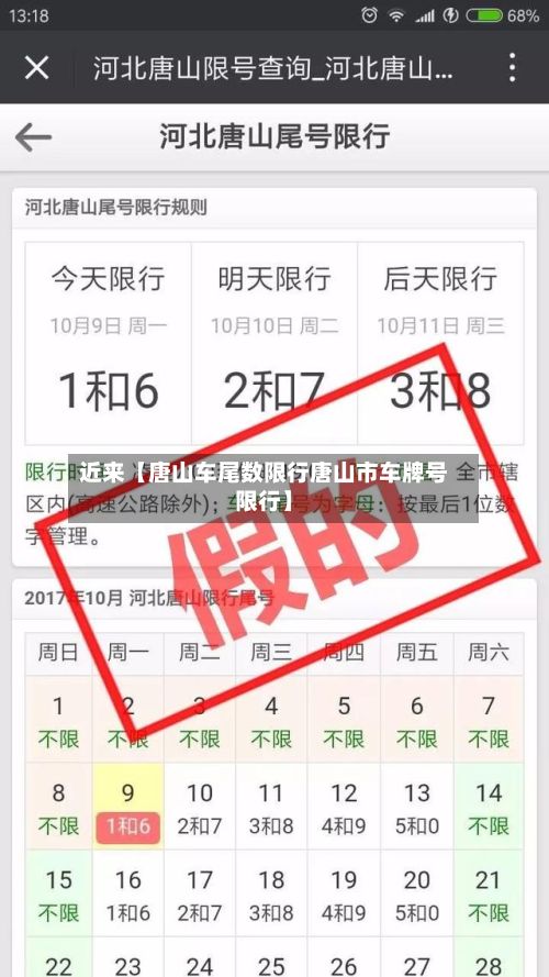 近来【唐山车尾数限行唐山市车牌号限行】-第1张图片