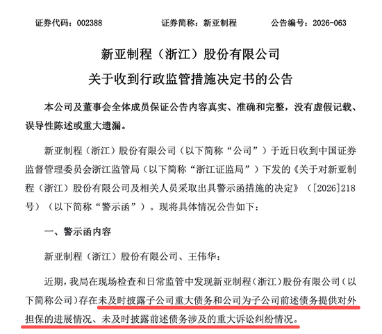 002388，涉信披违规，时任董事长王伟华担责！